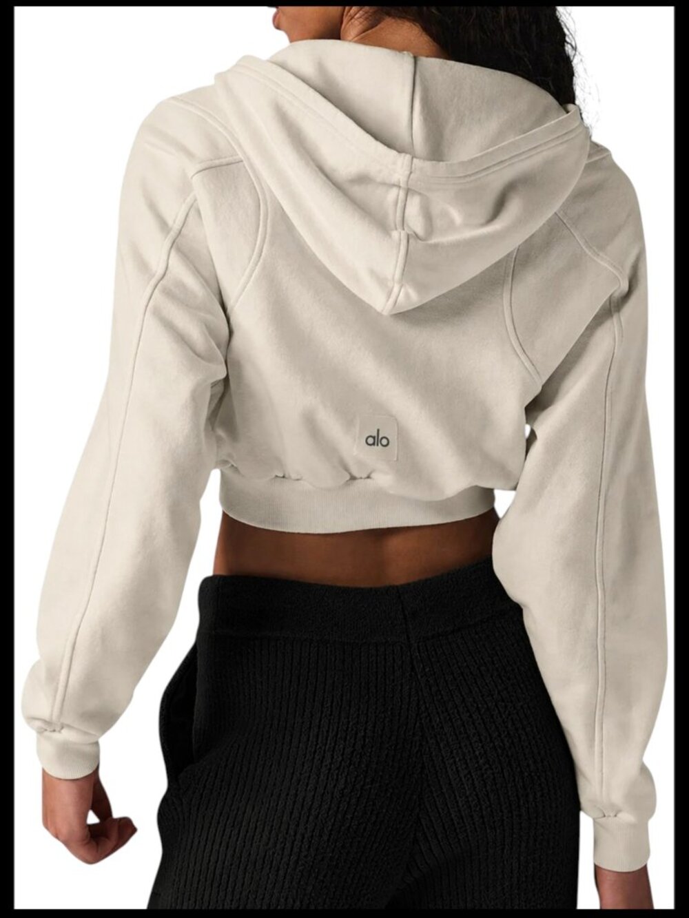 Alo Yoga Sweet Escape Cropped Zip Hoodie Ivory Cream Accolade Size M